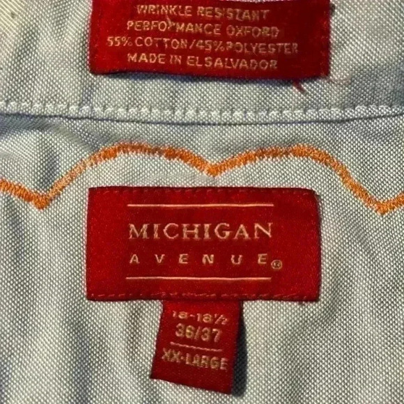 Michigan Avenue Men’s 2XL Long Sleeve Button Down. Tribal Design Shirt. Blue - Picture 6 of 6